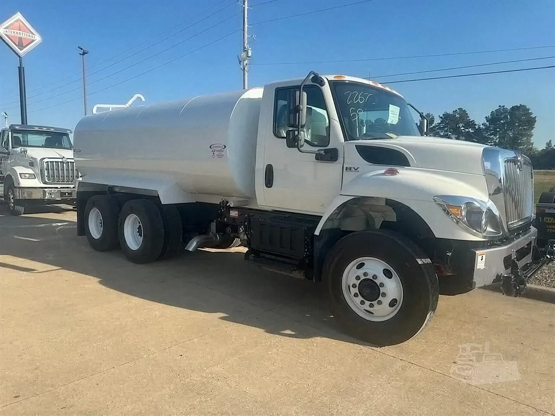 2026 International HV607 with a Ledwell water tank parked on the Artex Truck Center lot under the International sign