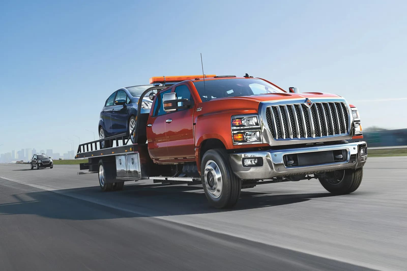 International CV Series roll-back recovery and towing truck