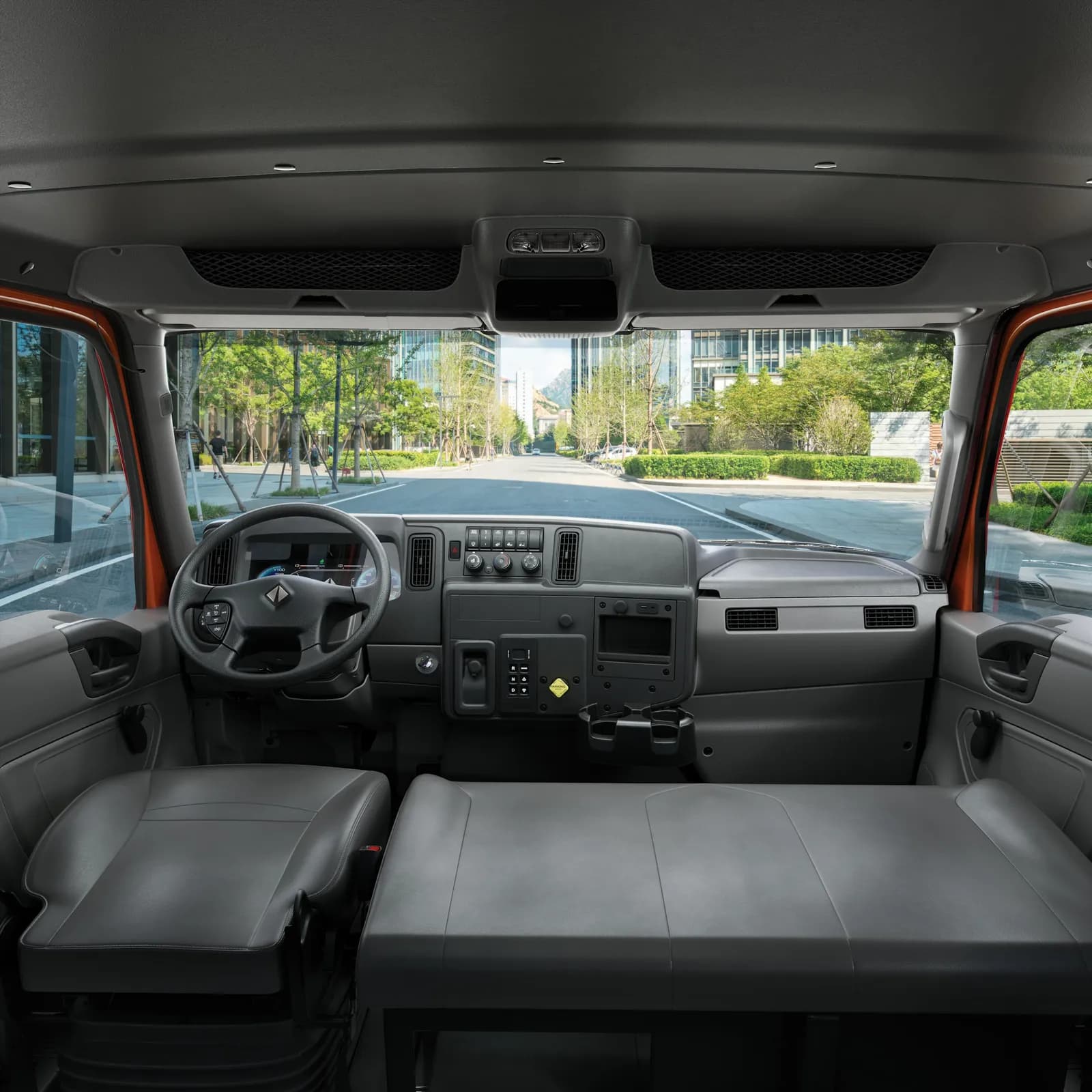 International eMV Series interior with flat instrument panel and Diamond trim